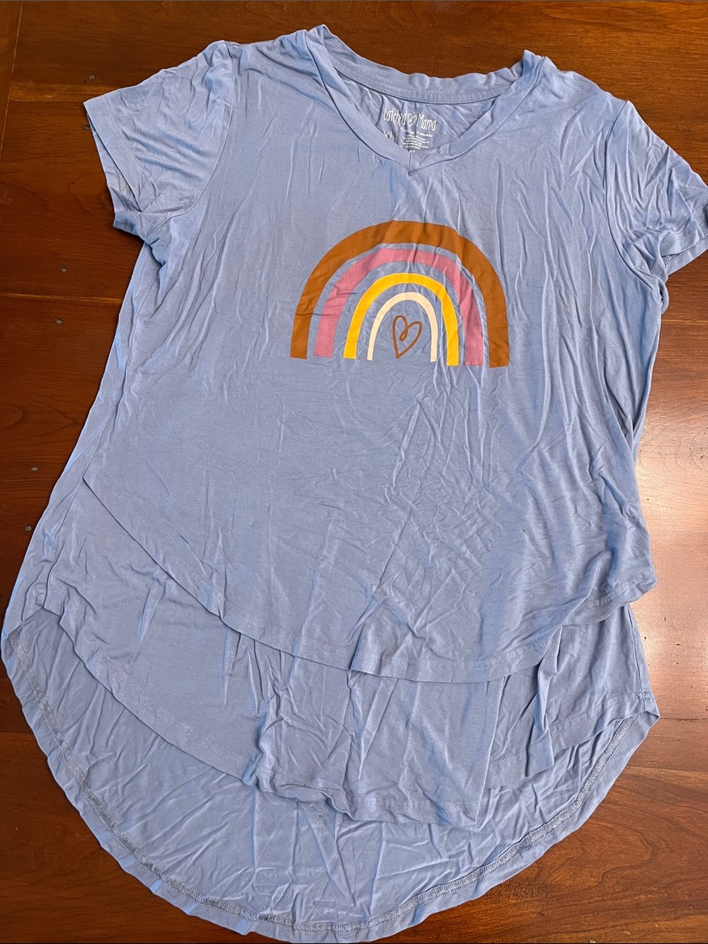 Latched Mama Light Blue Rainbow V-Neck Short Sleeve Top